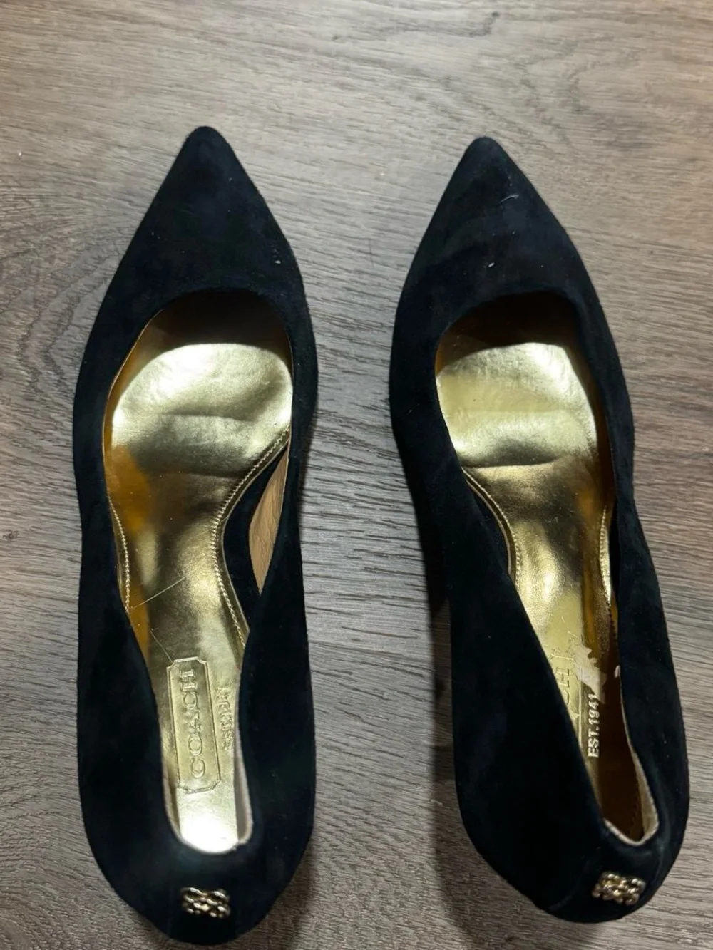 Coach Black Suede  Pointed-Toe Heels